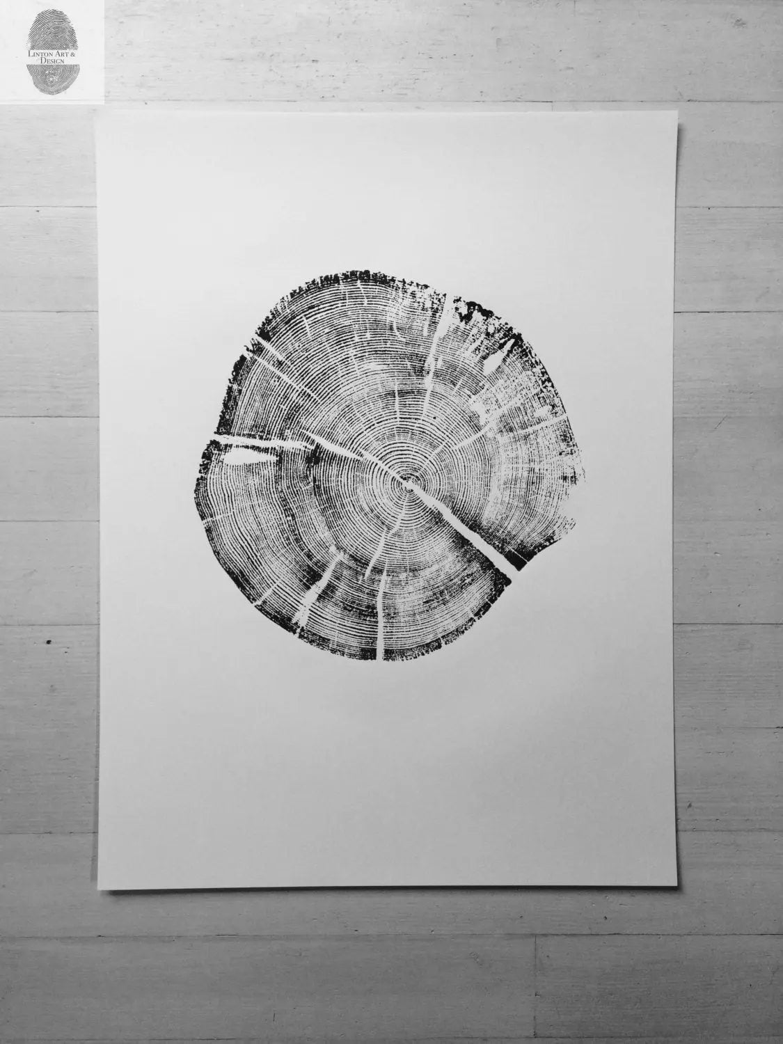 Grand Tetons, Alaska, Wyoming, Idaho Tree Ring Woodcut Art Prints - 18x24