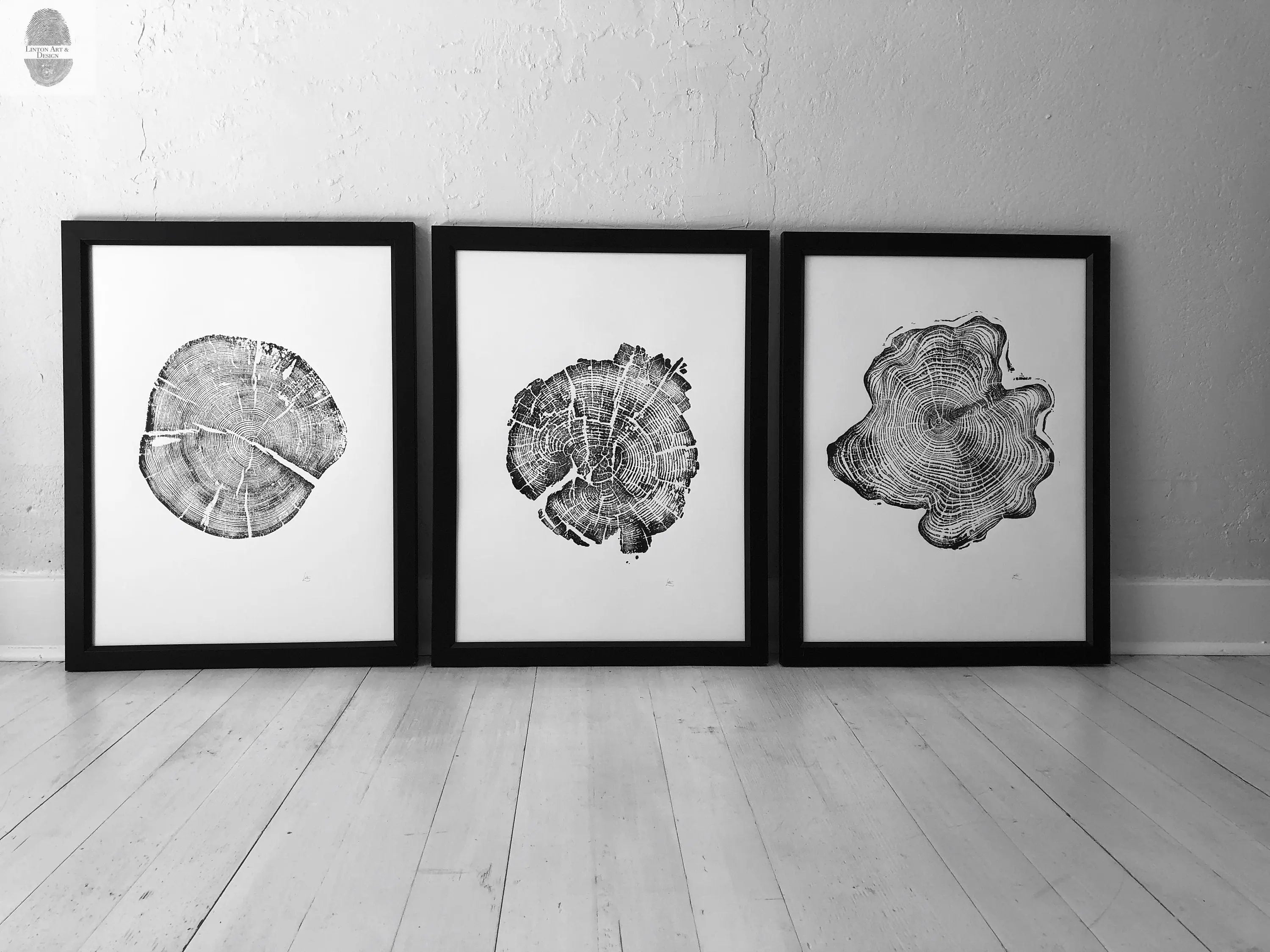 Grand Tetons, Alaska, Wyoming, Idaho Tree Ring Woodcut Art Prints - 18x24