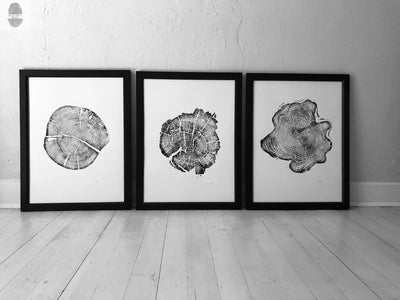 Grand Tetons, Alaska, Wyoming, Idaho Tree Ring Woodcut Art Prints - 18x24
