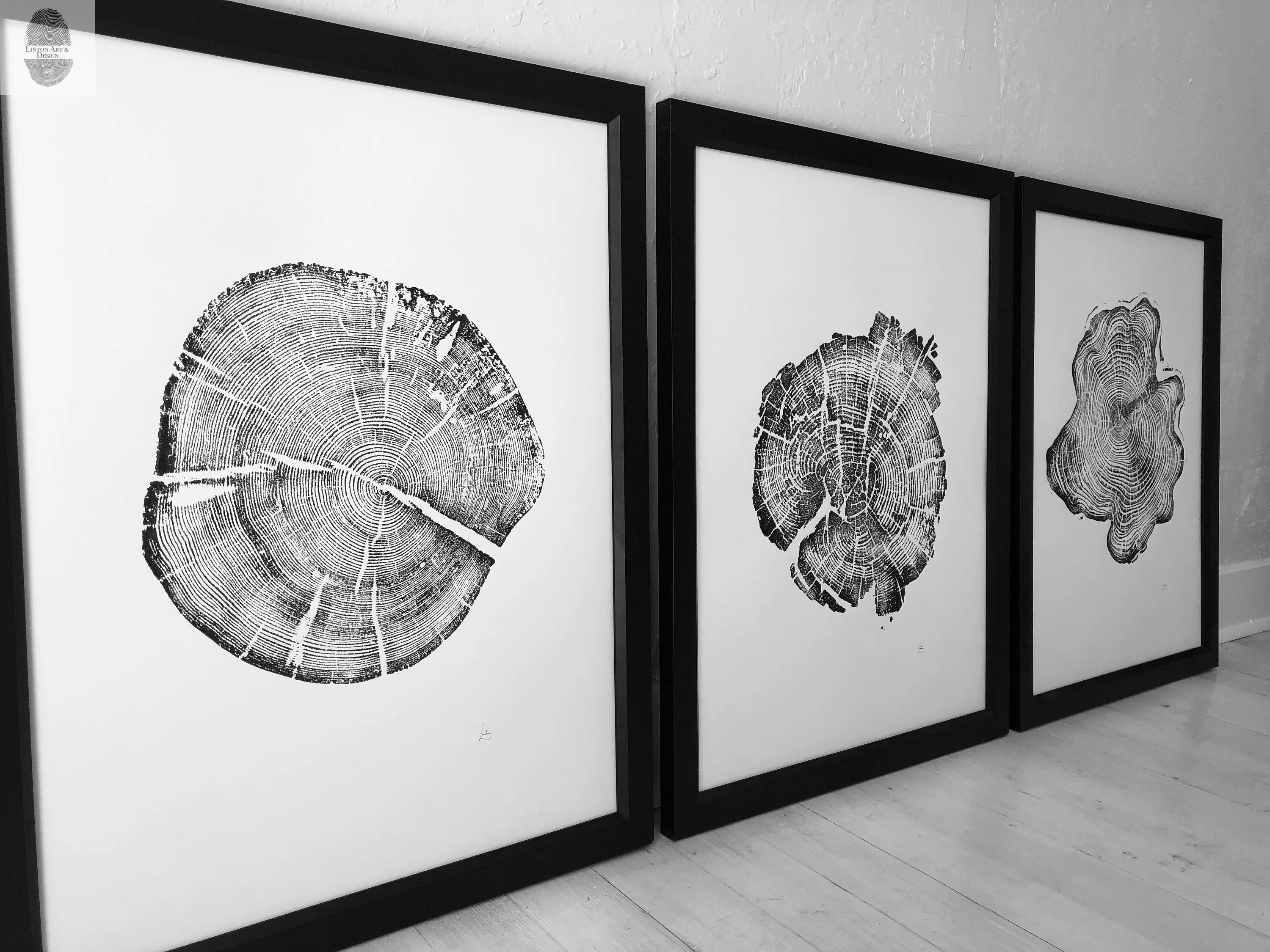 Grand Tetons, Alaska, Wyoming, Idaho Tree Ring Woodcut Art Prints - 18x24