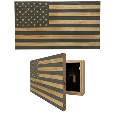 American Flag Decorative & Secure Wall-Mounted Gun Cabinet (Gray) by Bellewood Designs - main product image for Resin Society