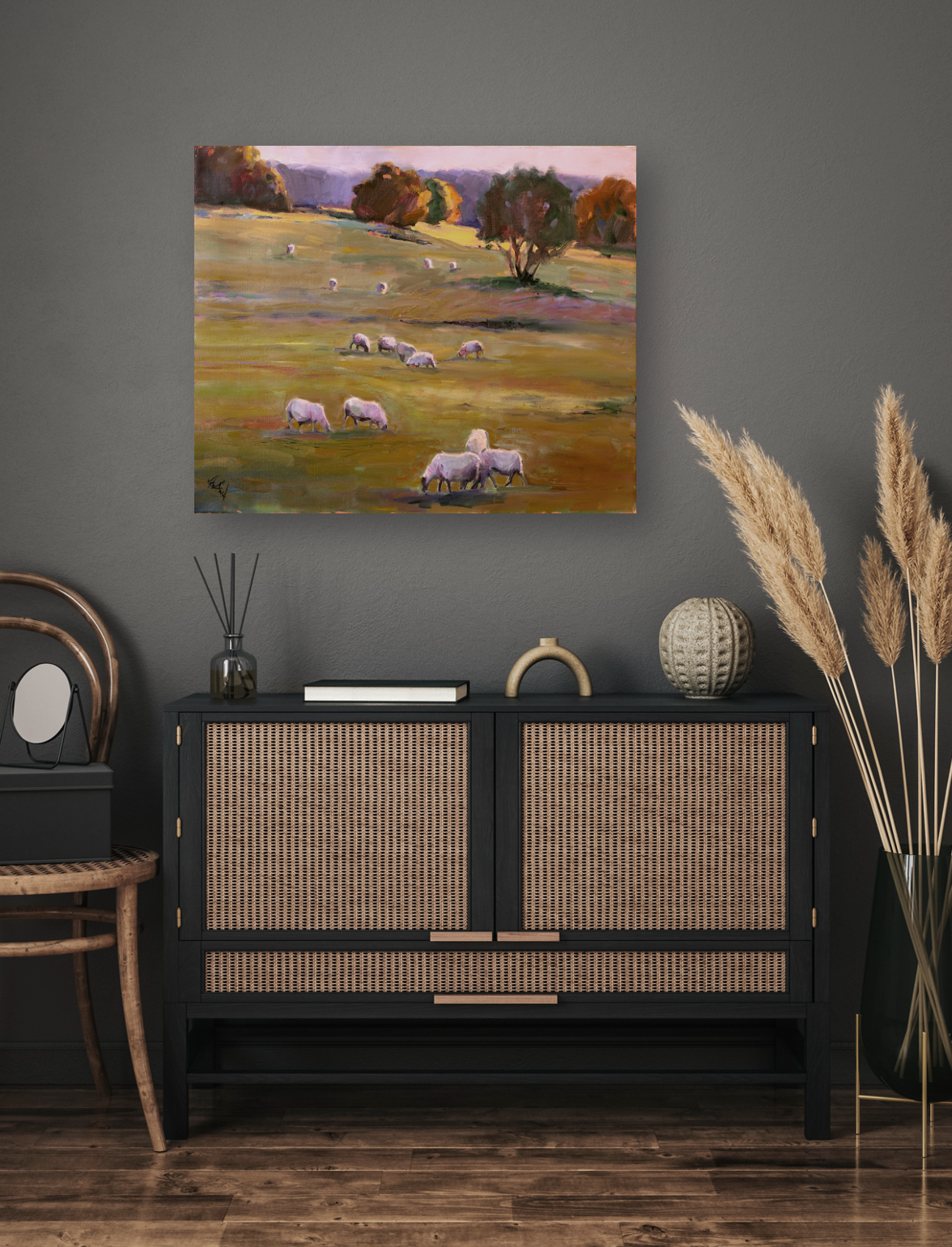 Grazing at Sunset Artist Enhanced Canvas Print by John Beard Collection - product image 2 for Resin Society