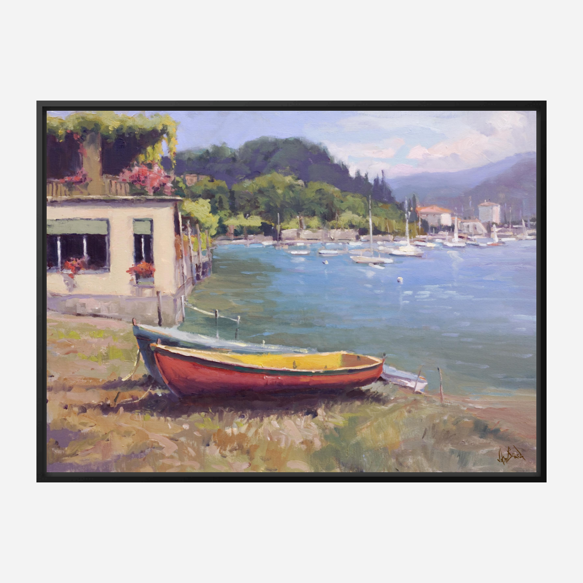 Greek Harbor Artist Enhanced Canvas Print