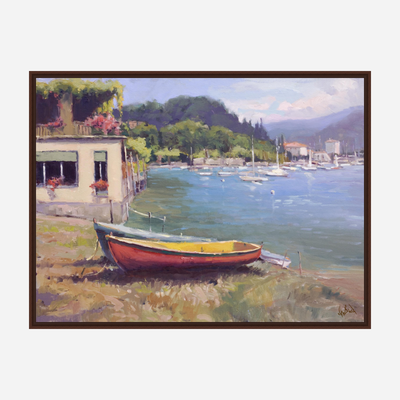 Greek Harbor Artist Enhanced Canvas Print