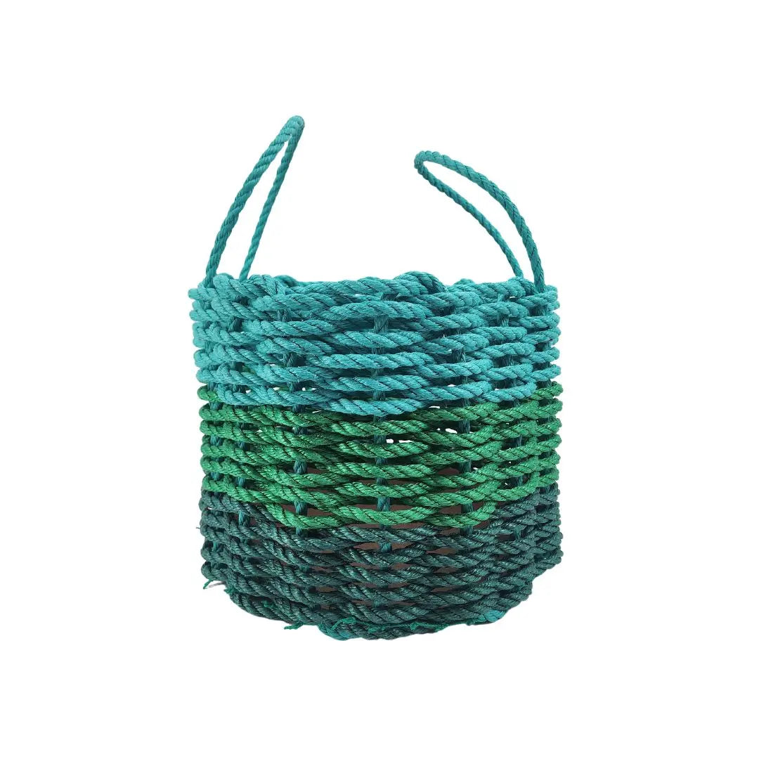 Green Ombre Rope Storage Basket in various sizes showing vibrant green tones