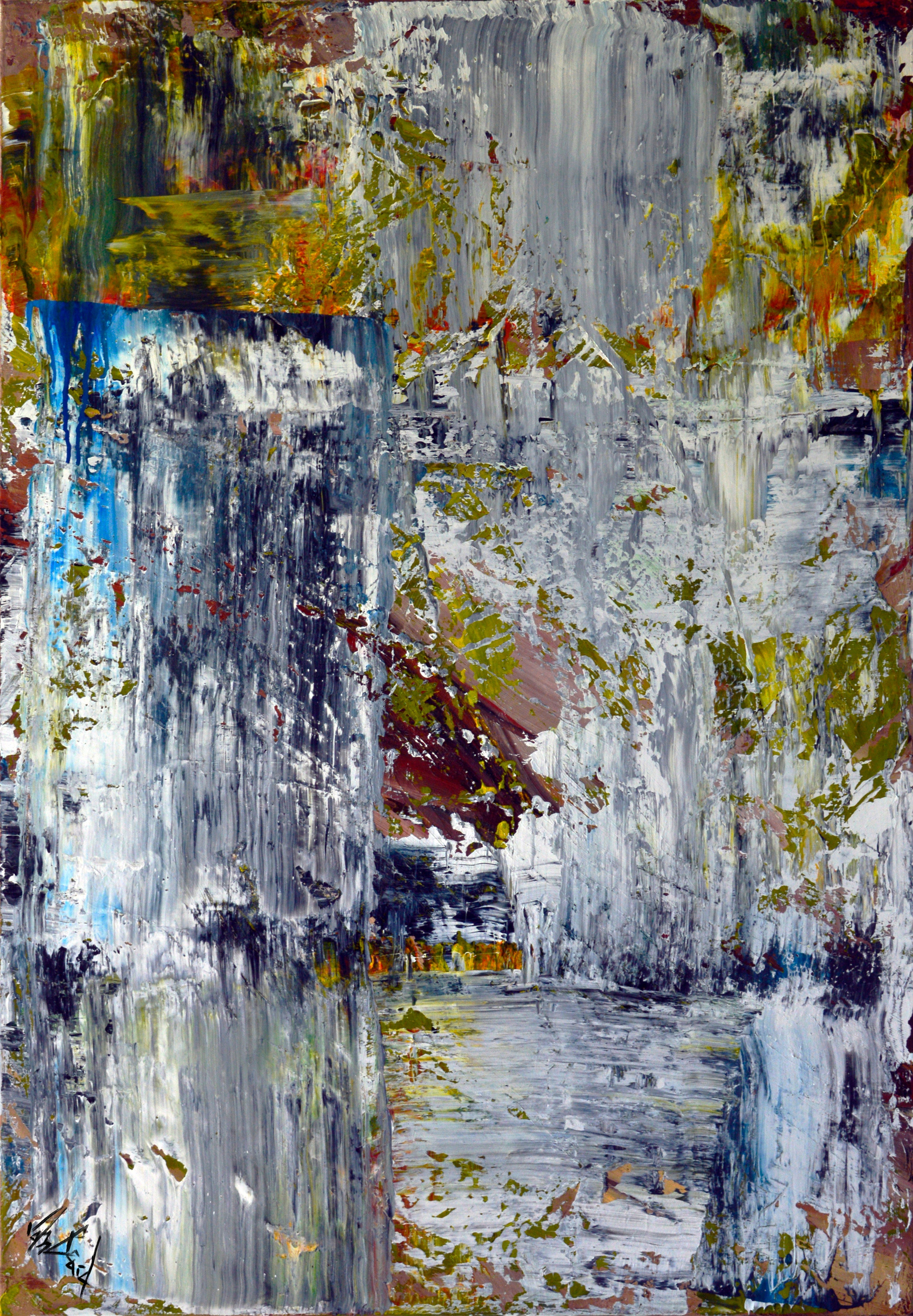 Grey and Green Artist Enhanced Canvas Print by John Beard Collection - main product image for Resin Society