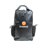Black 50L Heavy Duty Dry Bag with adjustable shoulder and waist straps by Emerge Survival