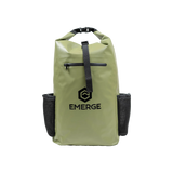 Olive colored 30L heavy duty dry bag with black adjustable straps