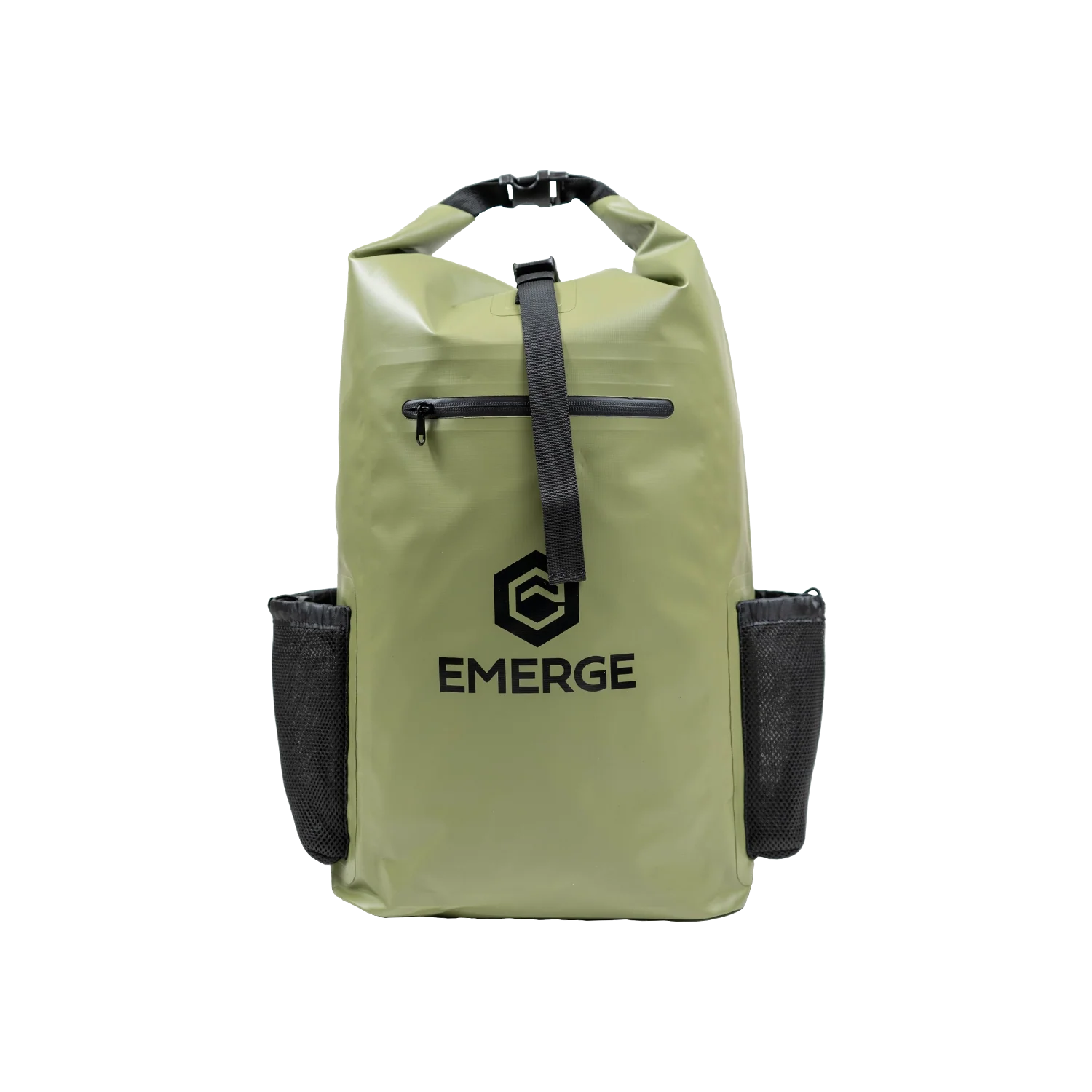 Olive colored 30L heavy duty dry bag with black adjustable straps