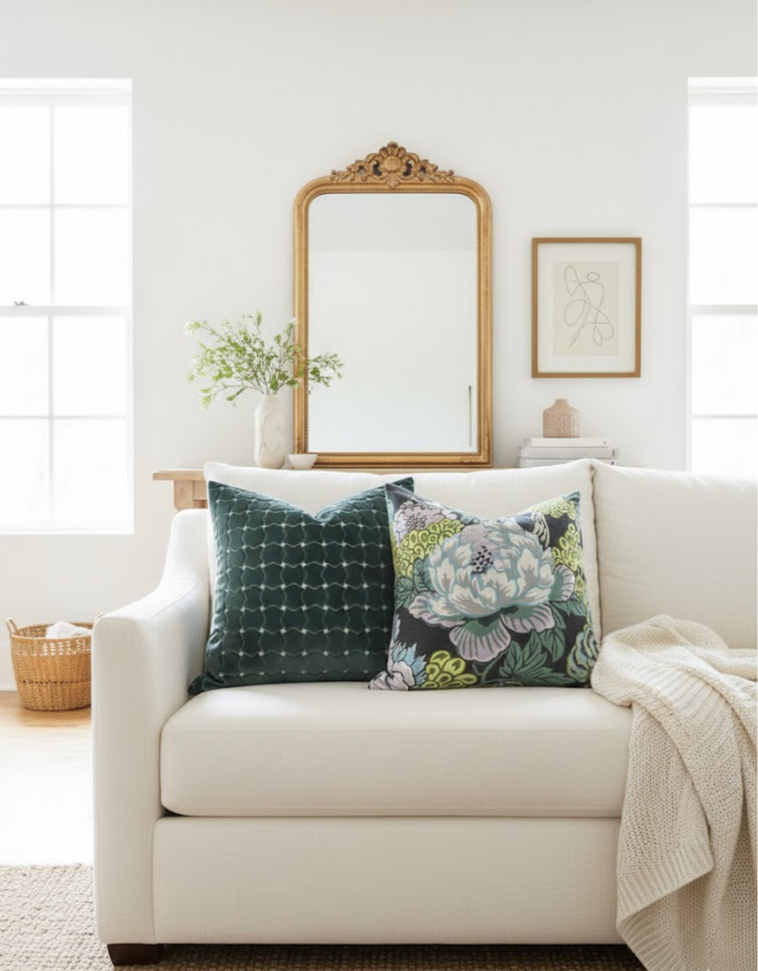 Honshu Pillow Cover in Grey, Thibaut Pillows