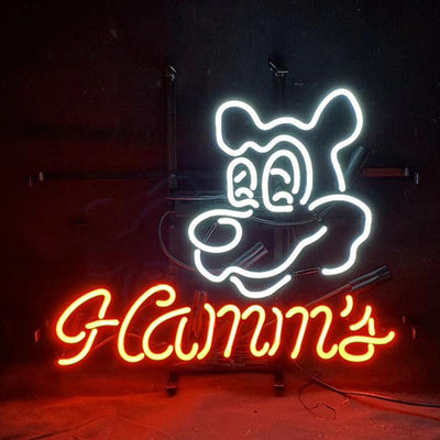 Hamm's Beer Bear Neon Signs Light with glass tubing and metal grid backing