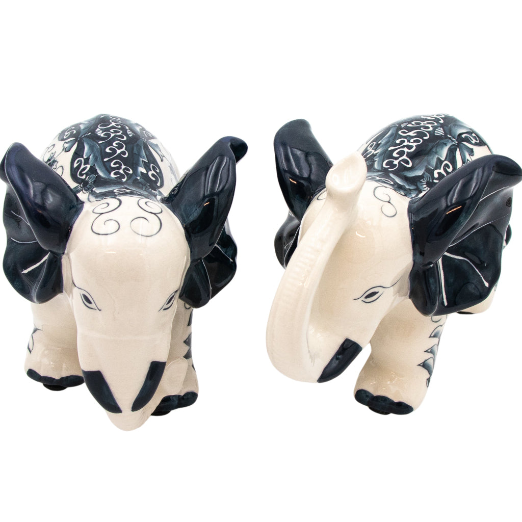 Hand-painted Ceramic Embera and Nyala Elephants - Pair by Ro'Table - main product image for Resin Society