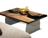 Epoxy-Resin Walnut Coffee Table With Stone Looking Legs by Gizz - main product image for Resin Society