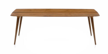 Edge glued solid hardwood dining table with natural wood grain and smooth surface