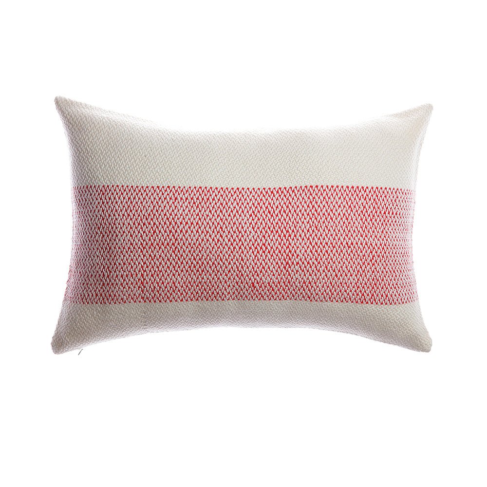 Red Band Woven Pillow by Homelosophy