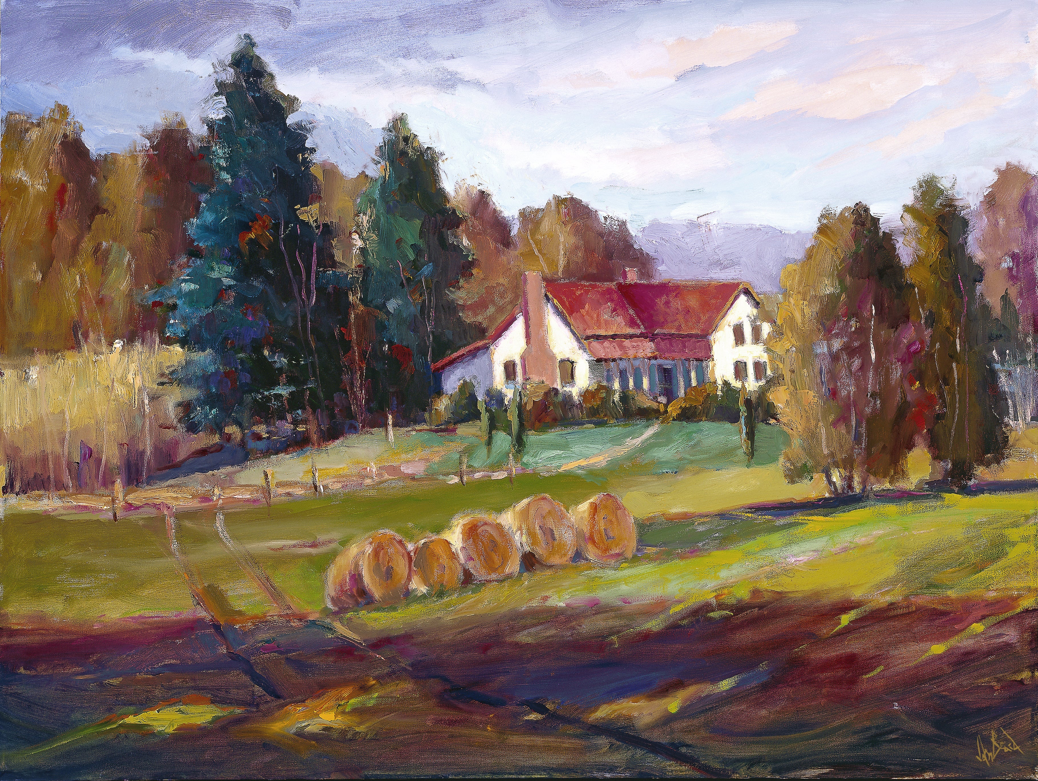 Hay Bales Artist Enhanced Canvas Print by John Beard Collection - main product image for Resin Society