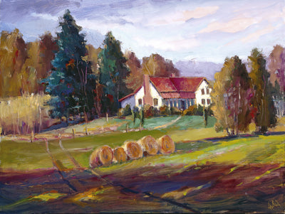 Hay Bales Artist Enhanced Canvas Print by John Beard Collection - main product image for Resin Society