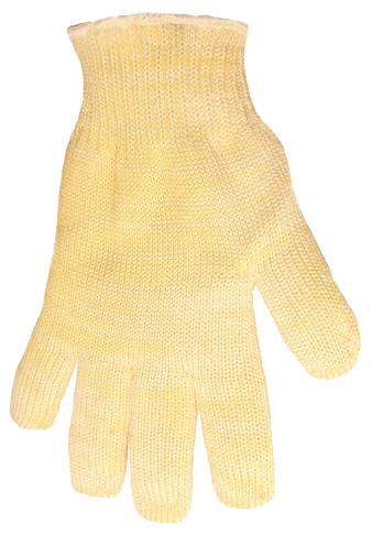 Heat Eliminator Heat Resistant Gloves by The Woodhaven in yellow, showing knit wrist and seamless construction