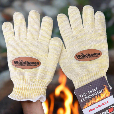 Heat Eliminator Heat Resistant Gloves by The Woodhaven in yellow, showing knit wrist and seamless construction
