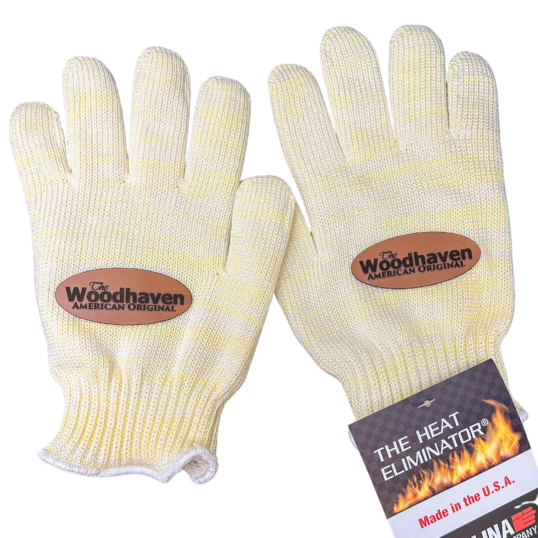 Heat Eliminator Heat Resistant Gloves by The Woodhaven in yellow, showing knit wrist and seamless construction
