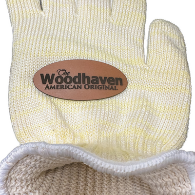 Heat Eliminator Heat Resistant Gloves by The Woodhaven in yellow, showing knit wrist and seamless construction