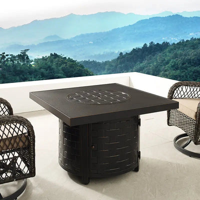 Henley 40" Round Aluminum Basketweave Convertible Gas Fire Pit Table by Fire Sense/Balkene Home - product image 4 for Resin Society