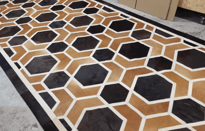Hexagon – Modern Patterned Rug in Organic Hide by Homelosophy