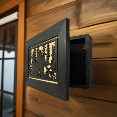 Hidden Gun Cabinet Black Bear Wall Decor – Concealed Furniture Secure by Bellewood Designs - product image 8 for Resin Society