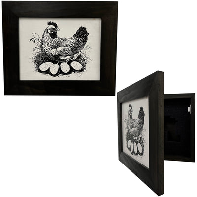 Hidden Gun Safe Recessed In Wall Farmhouse Chicken And Eggs Decoration by Bellewood Designs - main product image for Resin Society