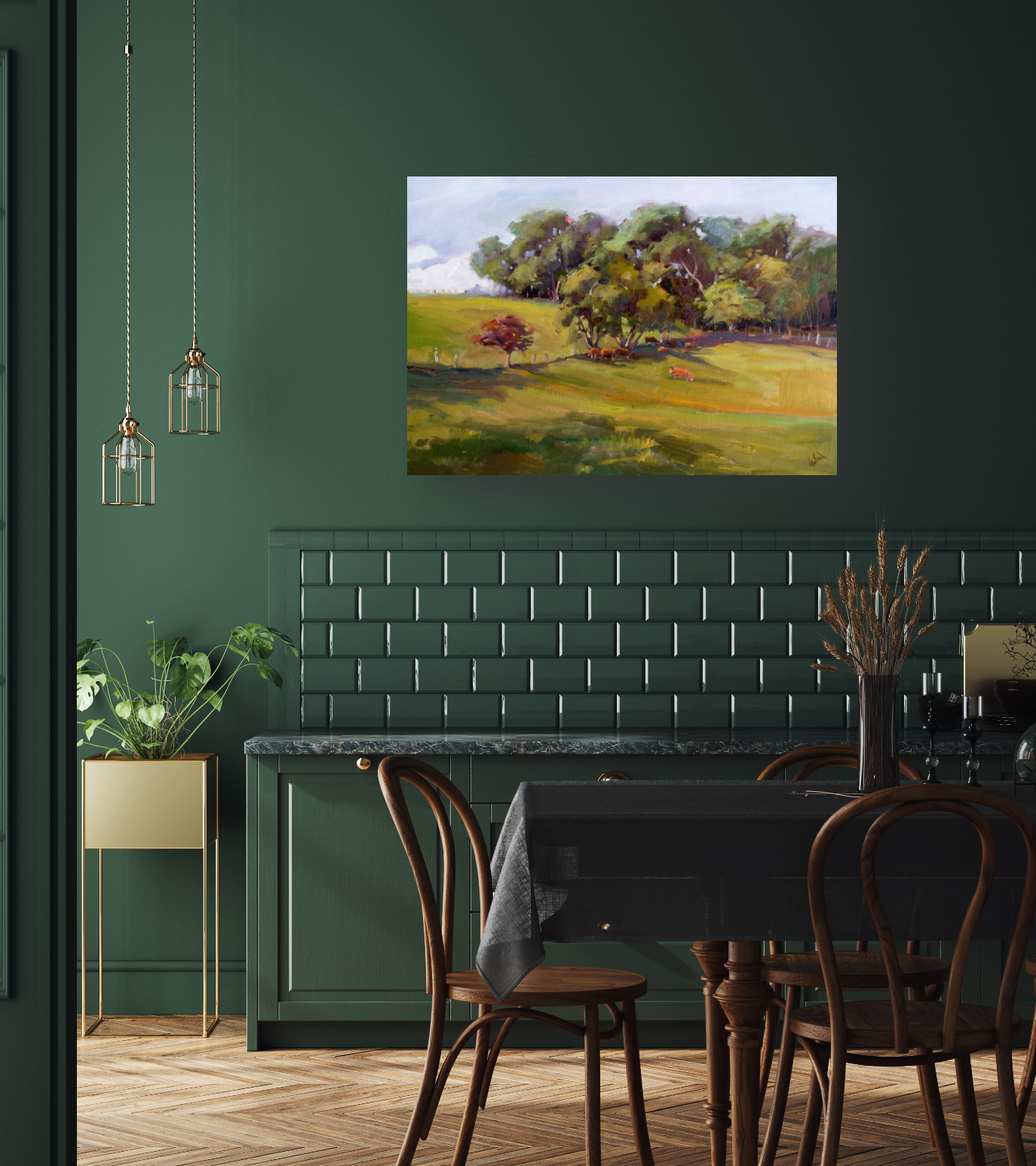 Hillside Pasture Artist Enhanced Canvas Print by John Beard Collection - product image 2 for Resin Society