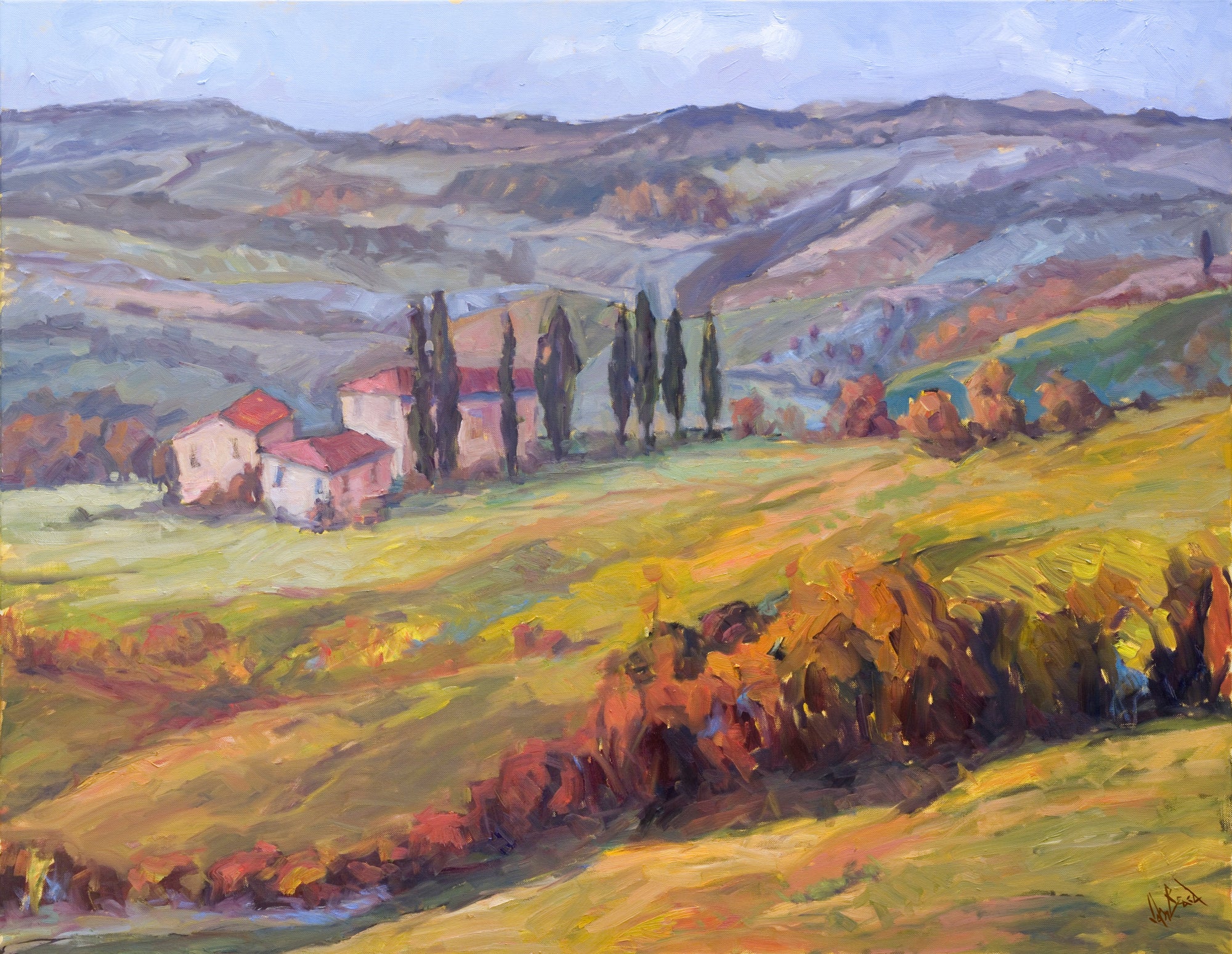 Hills of Cortona Artist Enhanced Canvas Print by John Beard Collection - main product image for Resin Society