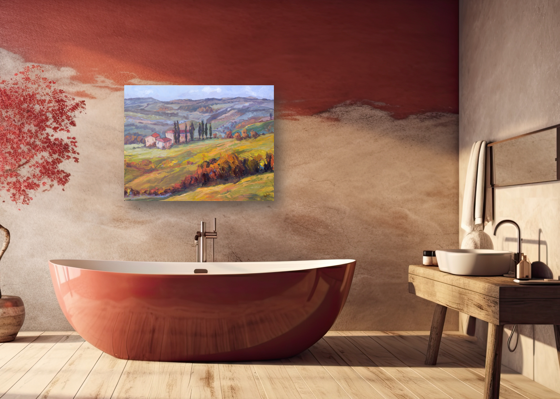 Hills of Cortona Artist Enhanced Canvas Print by John Beard Collection - product image 4 for Resin Society
