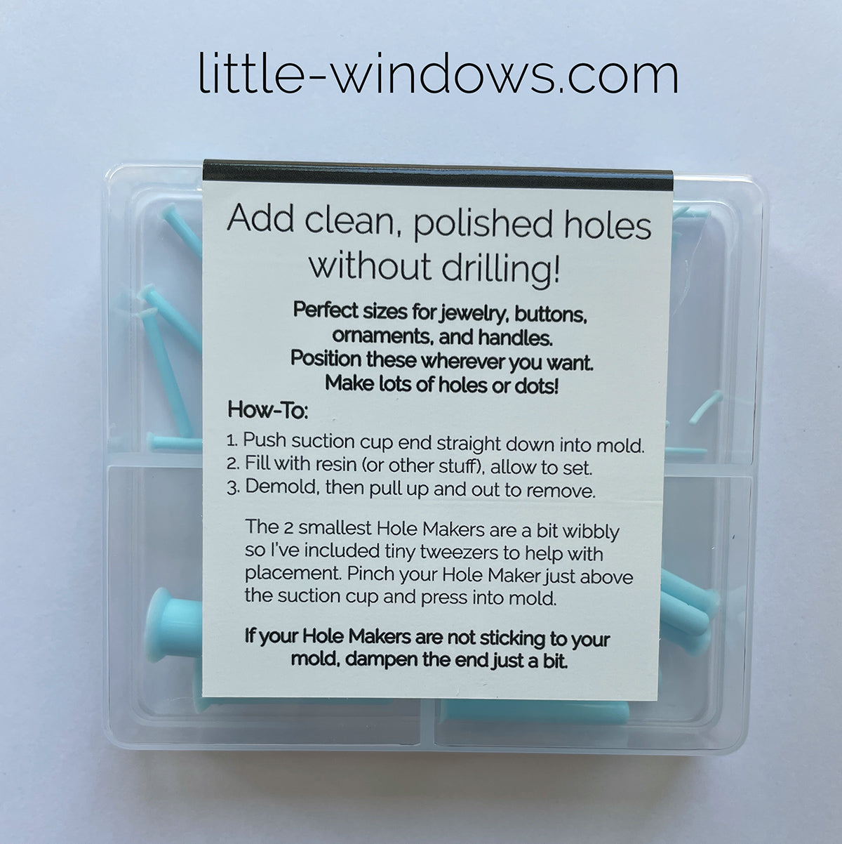 Hole Makers for Resin (4 sizes included) with Tweezers detail image - Resin Society