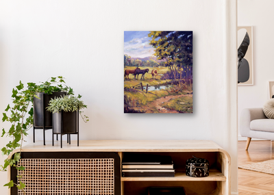 Horses by the Ponds Artist Enhanced Canvas Print by John Beard Collection - product image 2 for Resin Society