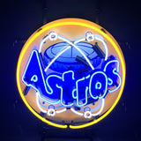Houston Astros neon light sign in yellow acrylic mounted on wall
