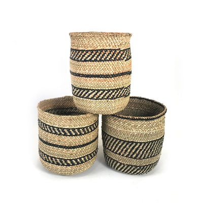 Natural African Iringa woven basket with Black Stripe by Mbare Ltd - product image 6 for Resin Society