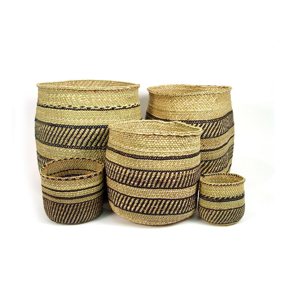 Natural African Iringa woven basket with Black Stripe by Mbare Ltd - main product image for Resin Society