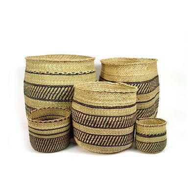 Natural African Iringa woven basket with Black Stripe by Mbare Ltd - main product image for Resin Society