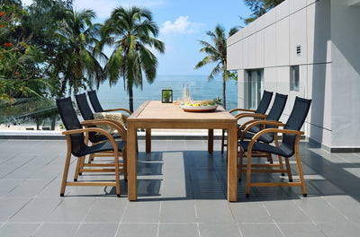 Rinjani Rectangular Table and 6 Manhattan Black Armchair by LifestyleGarden US - main product image for Resin Society