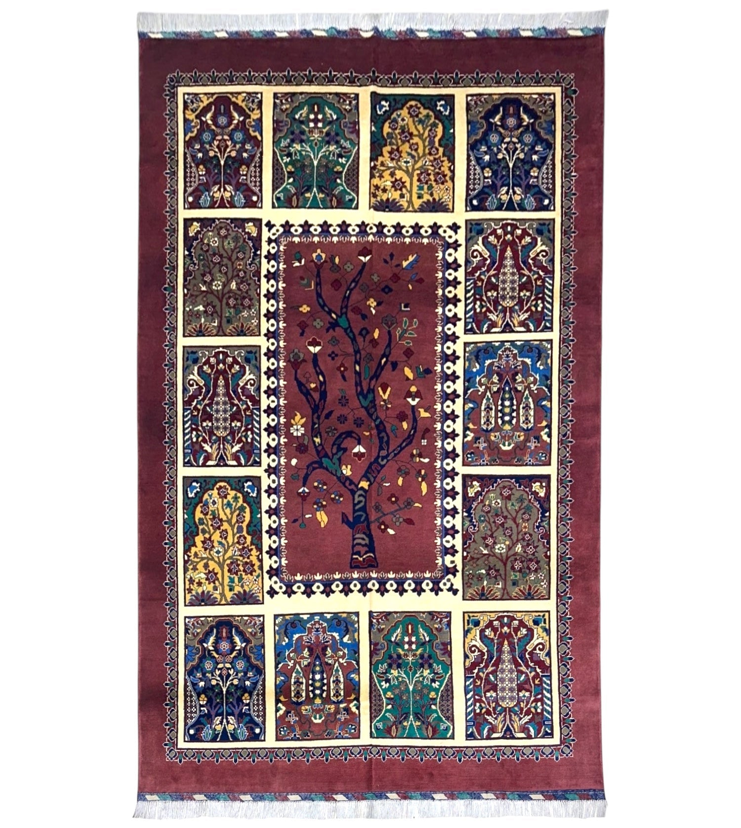 Hand-Knotted Afghani Tree of Life Wool Rug – 6’6″ x 9’6″ by Rugistan - main product image for Resin Society