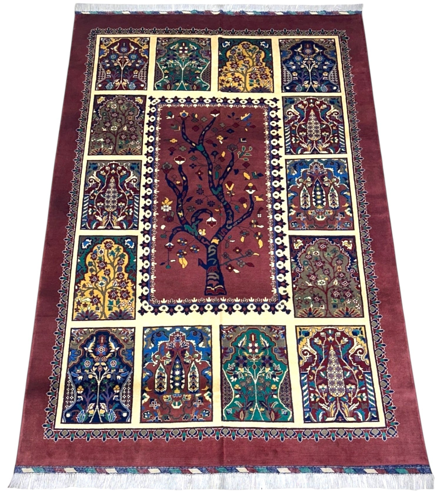 Hand-Knotted Afghani Tree of Life Wool Rug – 6’6″ x 9’6″ by Rugistan - product image 2 for Resin Society