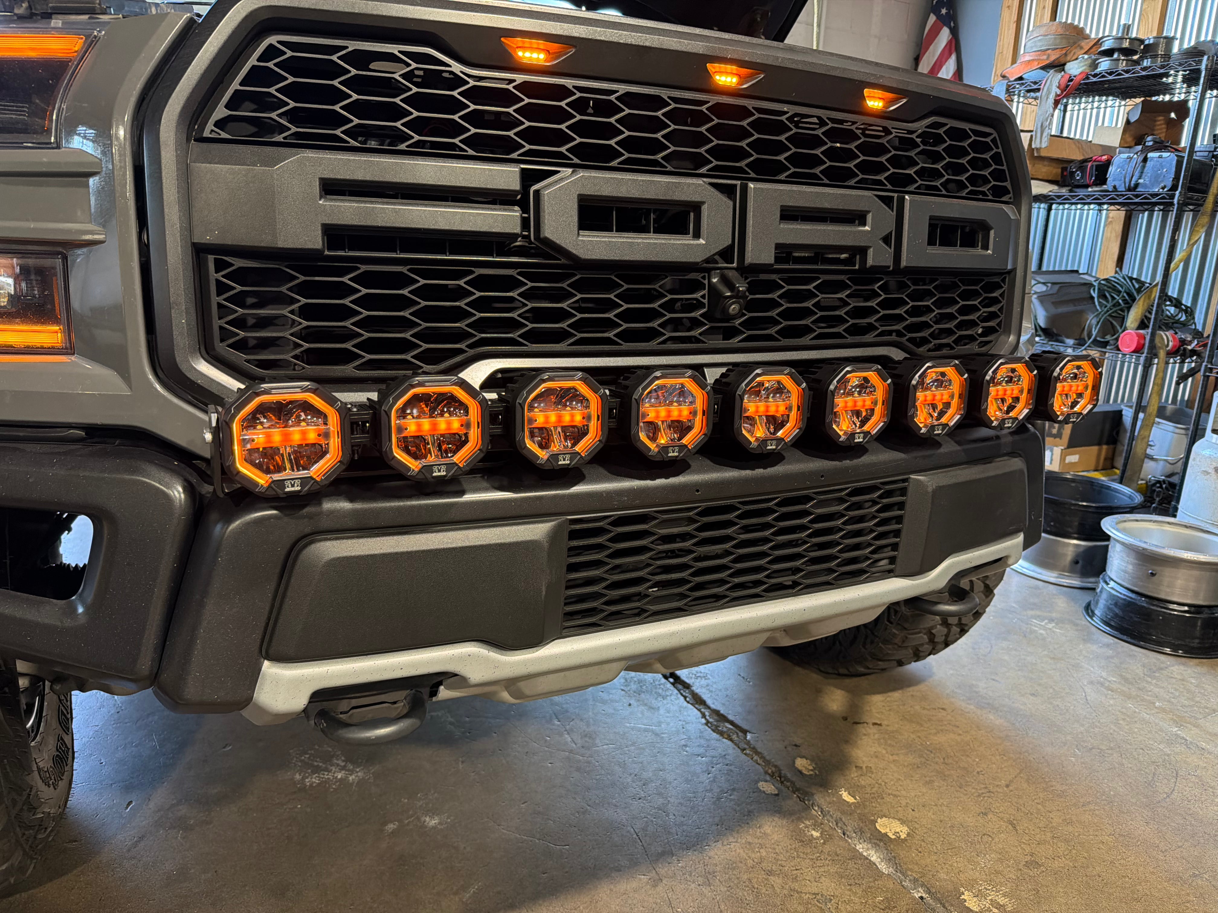 9 Light U-Con Interlocking Off Road LED Pod With Amber or White DRL by GGLighting - product image 13 for Resin Society