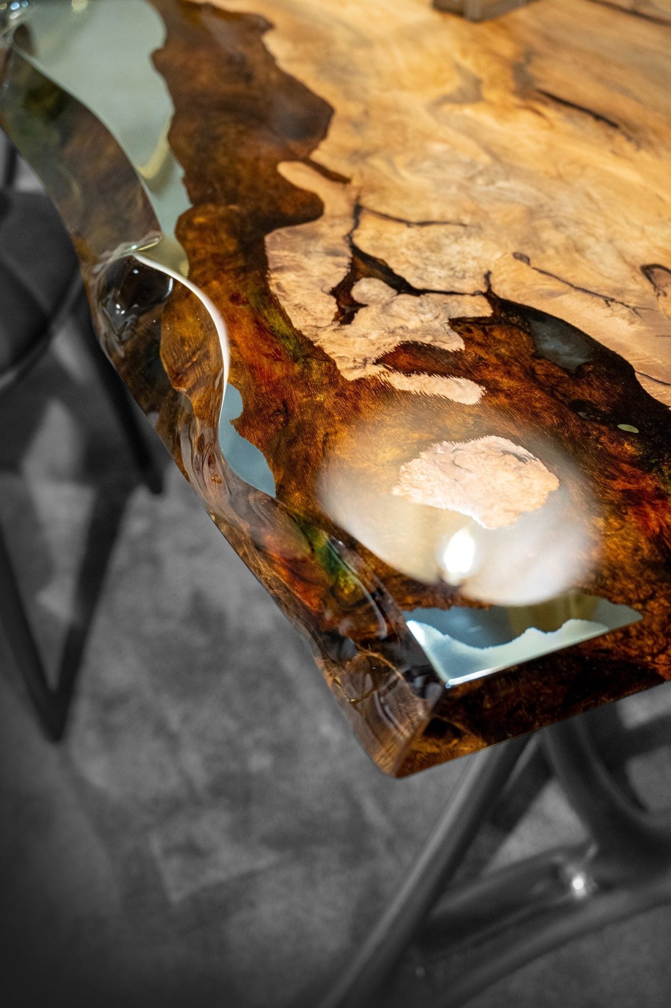 Resin Live Edge Console Table Made of Linden Wood by Gizz - product image 2 for Resin Society