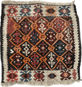 Antique Tribal Shahsavan Caucasian Bagface - detailed soft woven wool rug with tribal patterns, 26 by 18 inches
