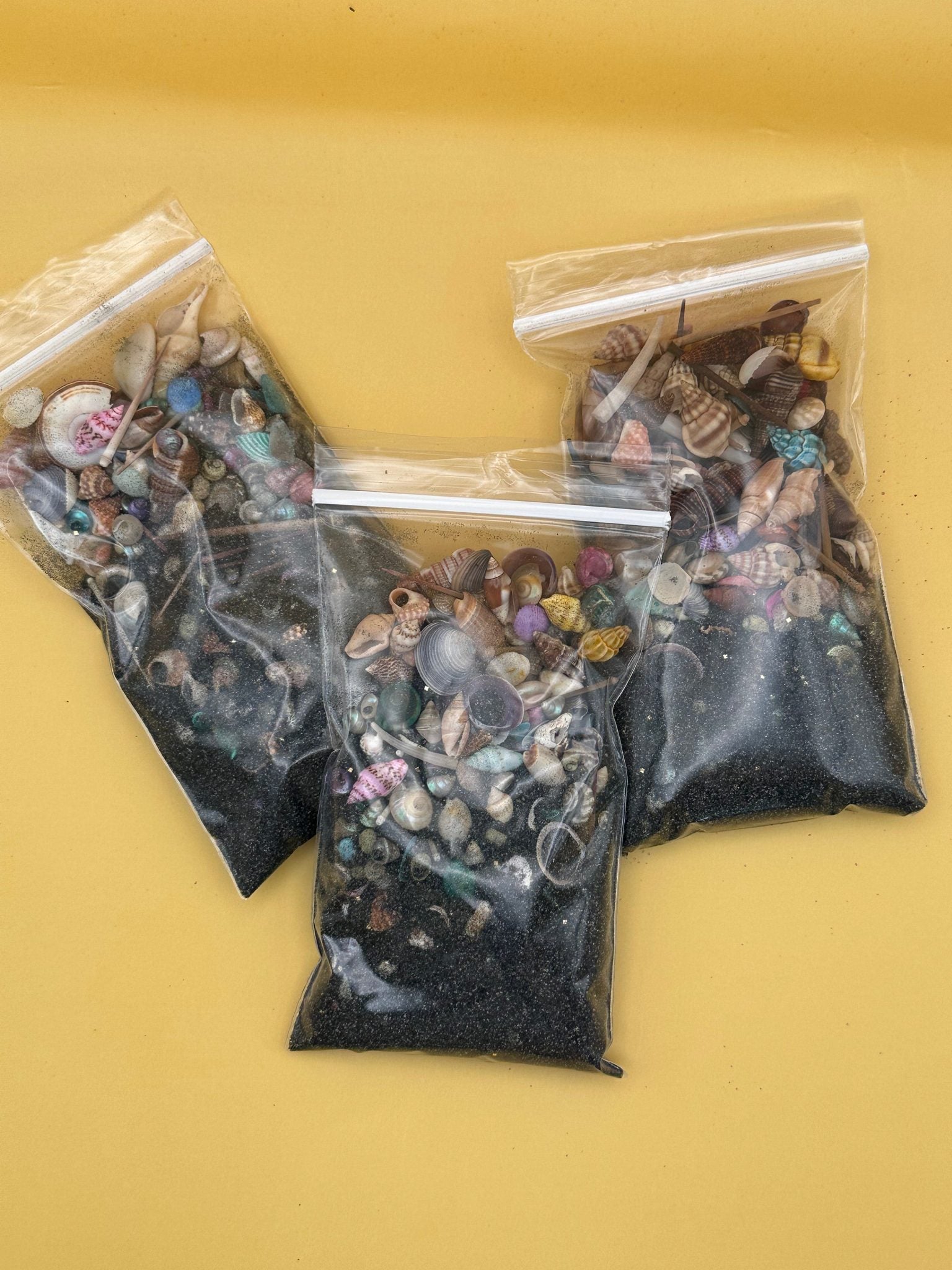 5 oz bag of Sand & Shell Mixture with colorful sand and coastal shells