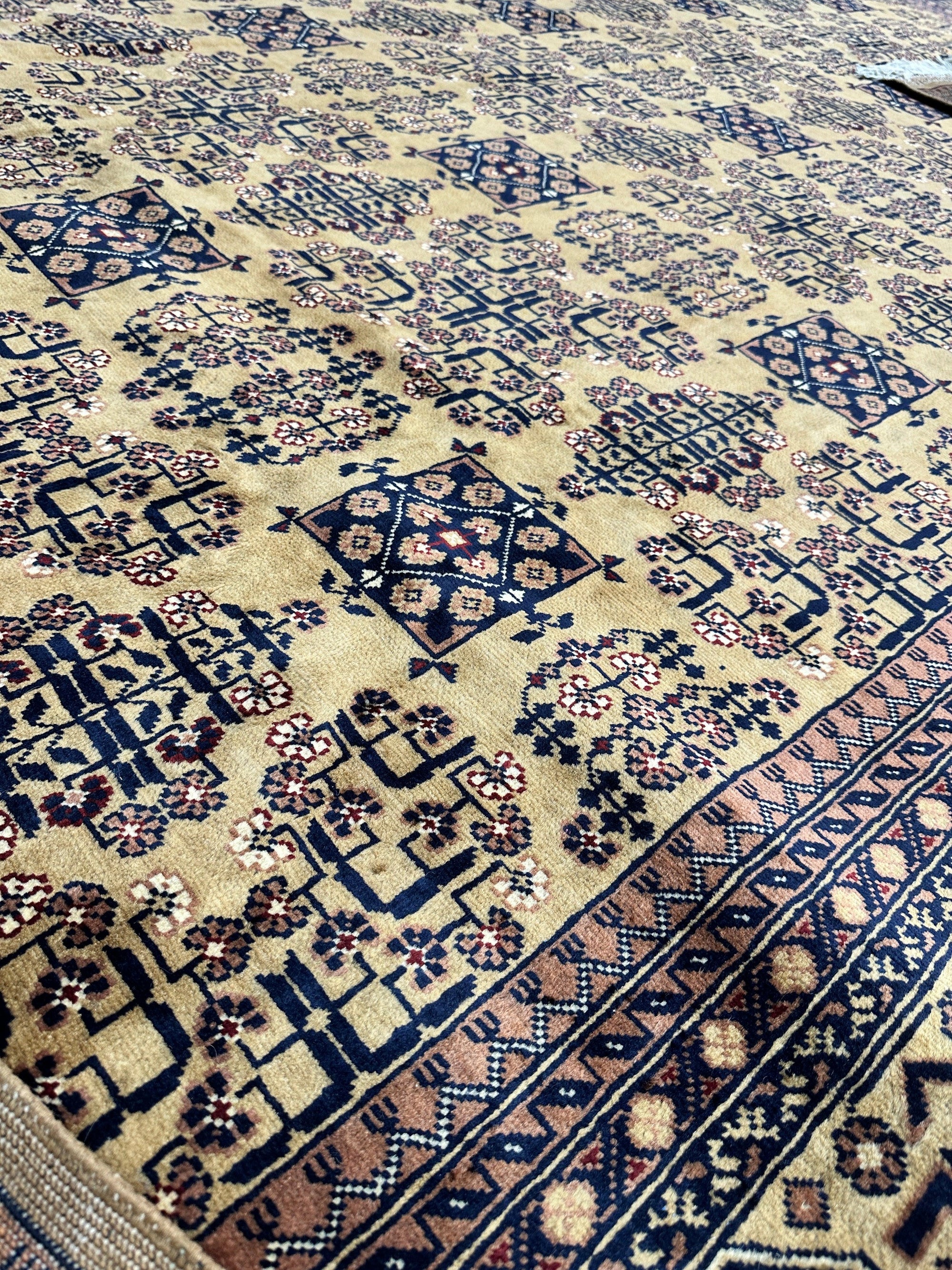 Hand-Knotted Afghan Bukhara Rug 8'4" x 11'10" - Wool, Geometric Patterns by Rugistan - product image 6 for Resin Society