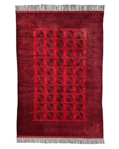 Hand-Knotted Turkoman Ersari Wool Rug – 6’7” x 9’6” – Rich Red Tones by Rugistan - main product image for Resin Society