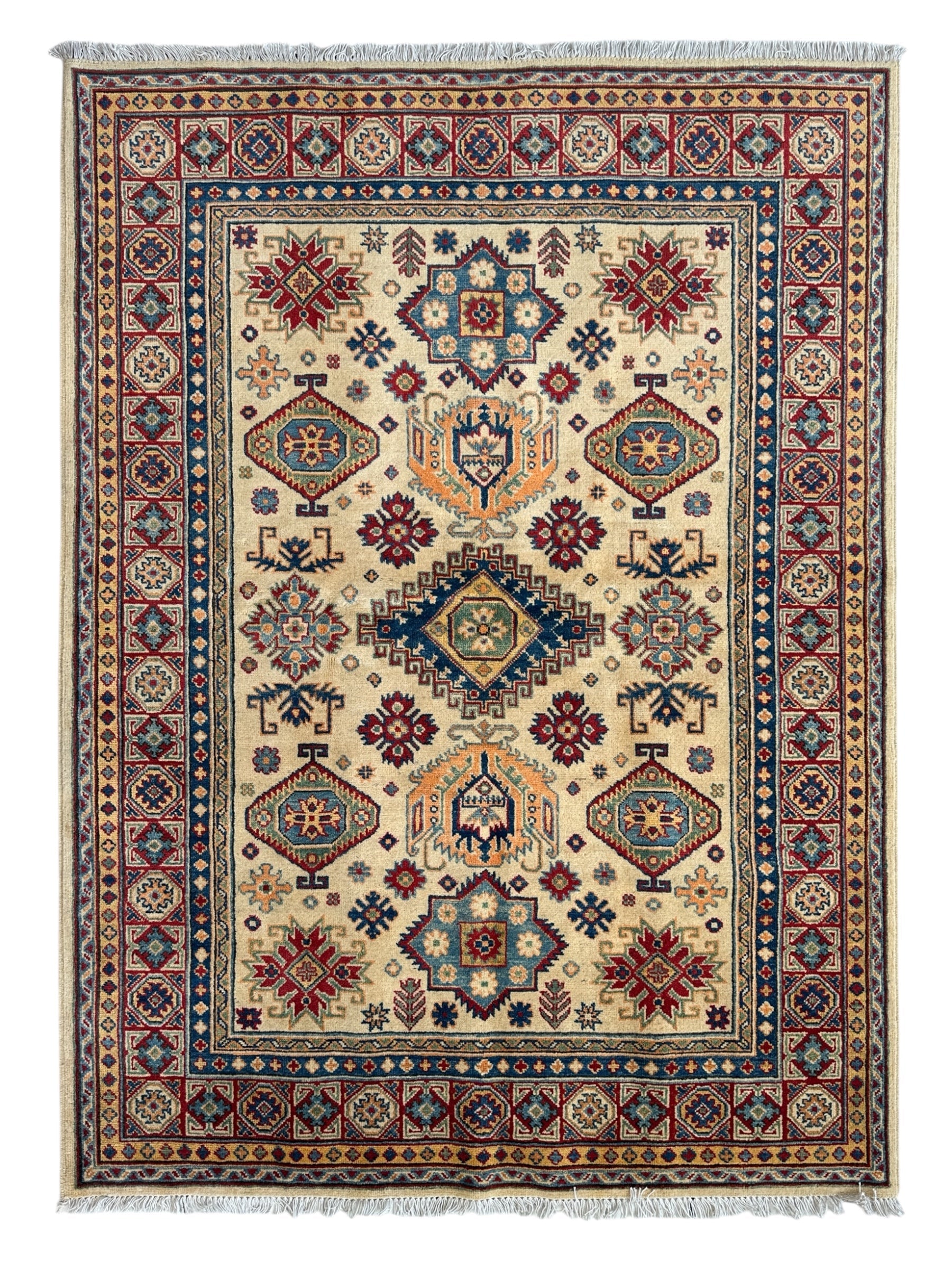 Fine Hand Knotted Afghani Super Kazak Rug 5 x 7 by Rugistan - main product image for Resin Society