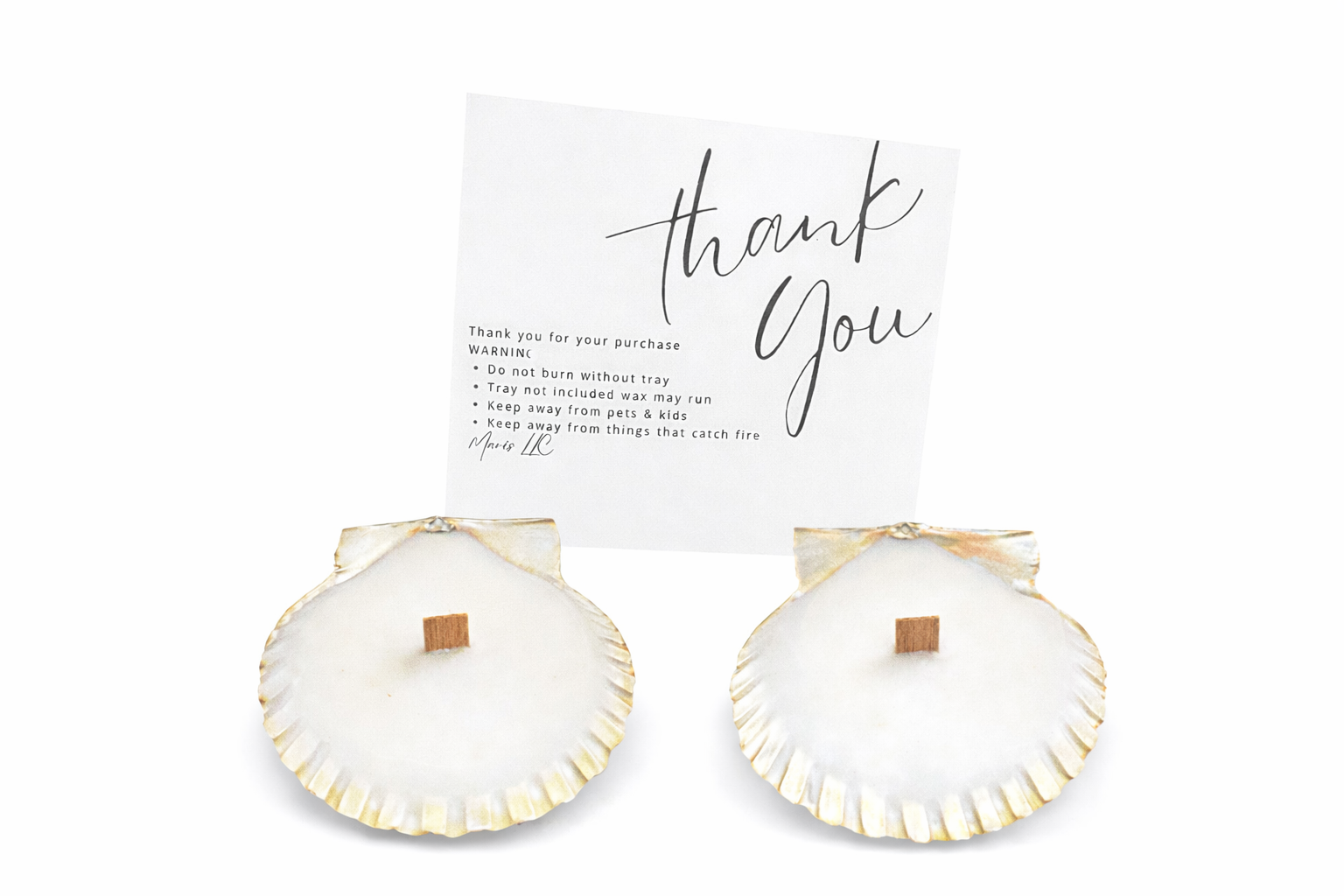 Gold wood wick scallop pair peppermint scented candles