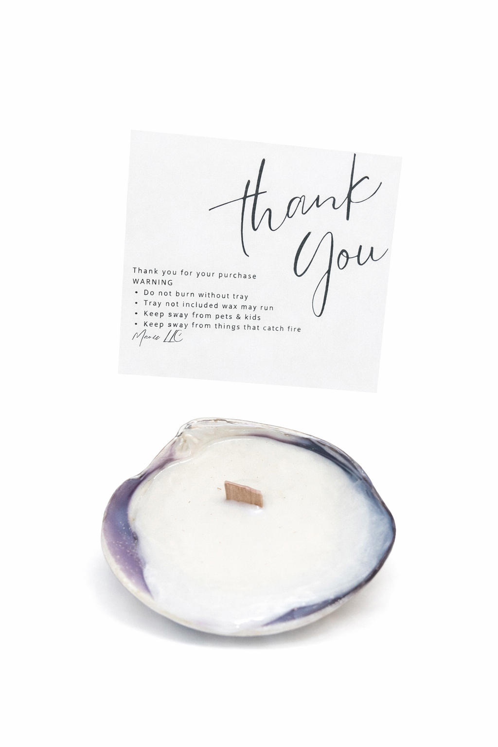 Single Quahog Wood Wick Candle with multicolor design by MARIS LLC